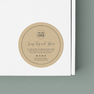 Add Your Logo Grey Border Snap and Share Kraft Classic Round Sticker