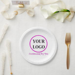 ADD YOUR LOGO HERE Baby Shower Minimalist Simple Paper Plate