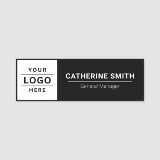 Add Your Logo Here for Business Employee Black Name Tag