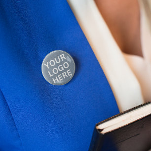 Add Your Logo Here l Modern Dusty Blue Promotional 3 Cm Round Badge