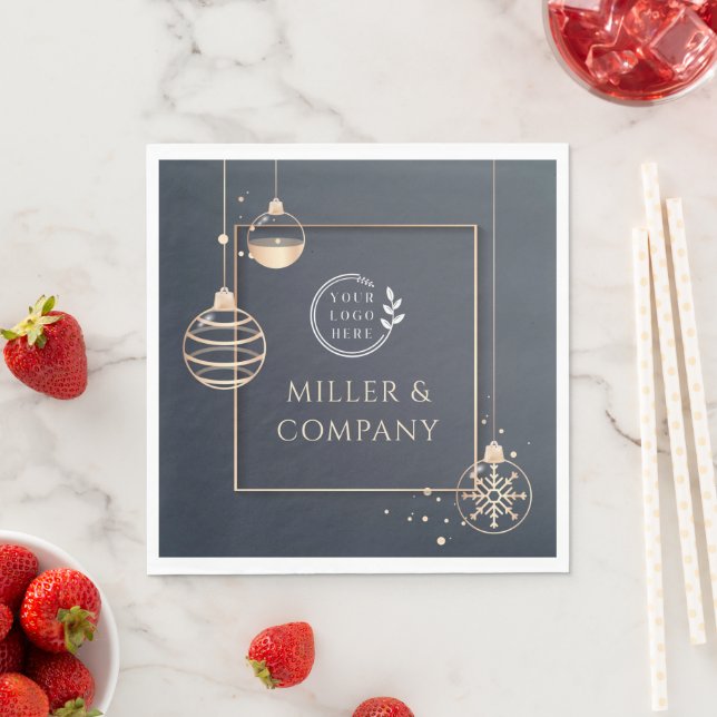 Add Your Logo Holidays Christmas Corporate Modern Napkin (Insitu)