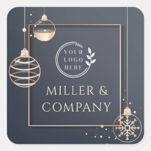 Add Your Logo Holidays Christmas Corporate Modern Square Sticker