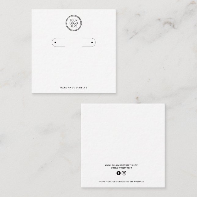 Add Your Logo Hoop Earrings Display Card (Front/Back)