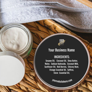 Add your logo ingredient list with website black classic round sticker