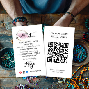 ADD YOUR LOGO jewellery CARE CARDS small business