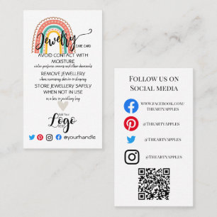 ADD YOUR LOGO jewellery CARE CARDS USA Rainbow