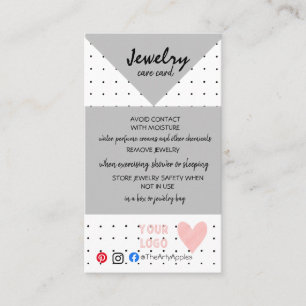 ADD YOUR LOGO JEWELRY CARE CARDS