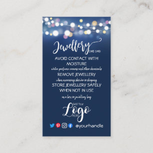 ADD YOUR LOGO jewelry CARE CARDS small UK blue