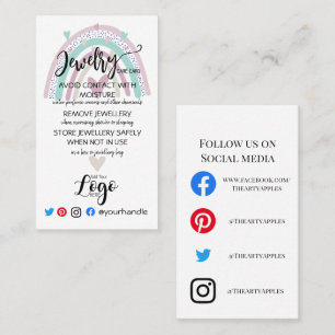 ADD YOUR LOGO jewelry CARE CARDS UK