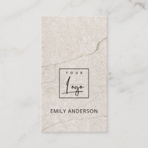 ADD YOUR LOGO MINIMAL BEIGE MARBLE STONE TEXTURE BUSINESS CARD
