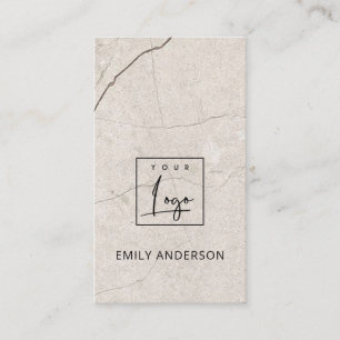 ADD YOUR LOGO MINIMAL BEIGE MARBLE STONE TEXTURE BUSINESS CARD