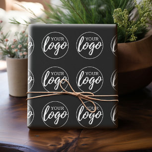 Add Your Logo - minimal design black background Wrapping Paper