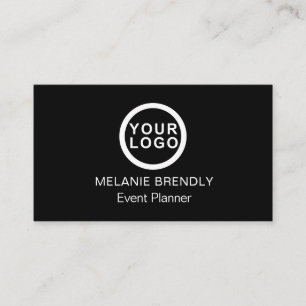 Add Your Logo Minimalist Black White Business Card