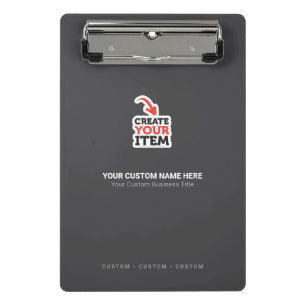 Add Your Logo Minimalist Business Stationery dark Mini Clipboard
