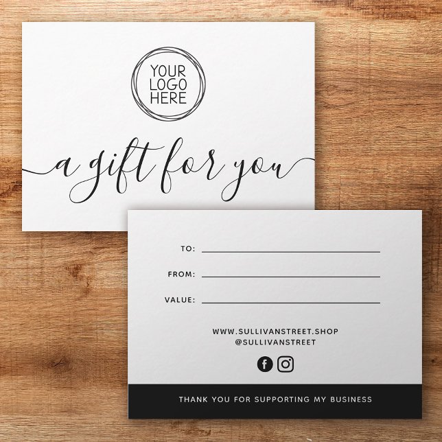 Add Your Logo Minimalist Gift Certificate Card (Creator Uploaded)