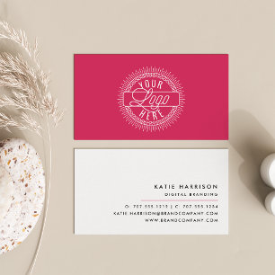 Add Your Logo Modern Black, White & Fuchsia Business Card