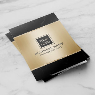 Add Your Logo Modern Gold & Black Marble Business Pocket Folder