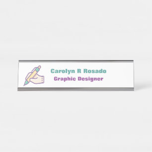 Add Your Logo, Name & SilverDesign-Desk Name Plate