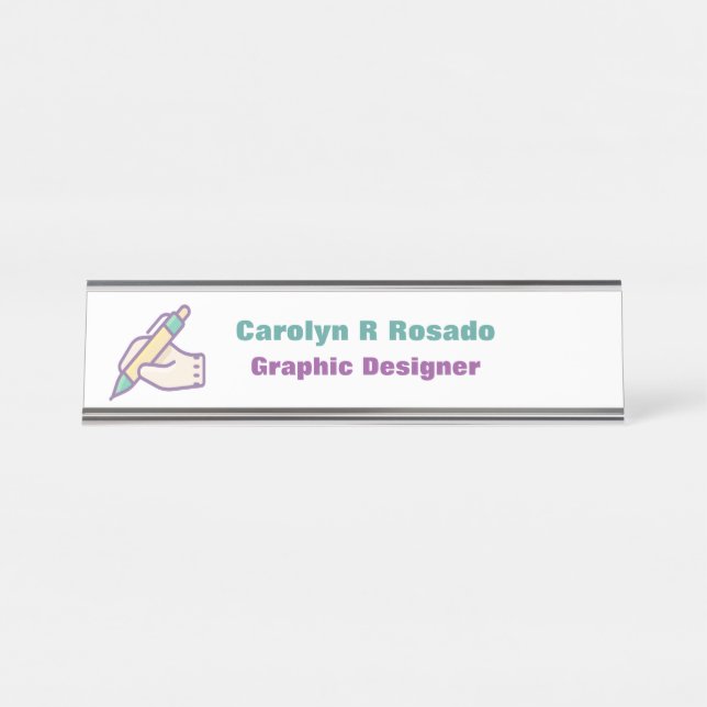 Add Your Logo, Name & SilverDesign-Desk Name Plate (Front)