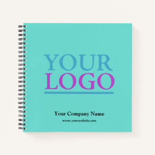 Add Your Logo, Name & Website Promo, Lt. Teal Notebook