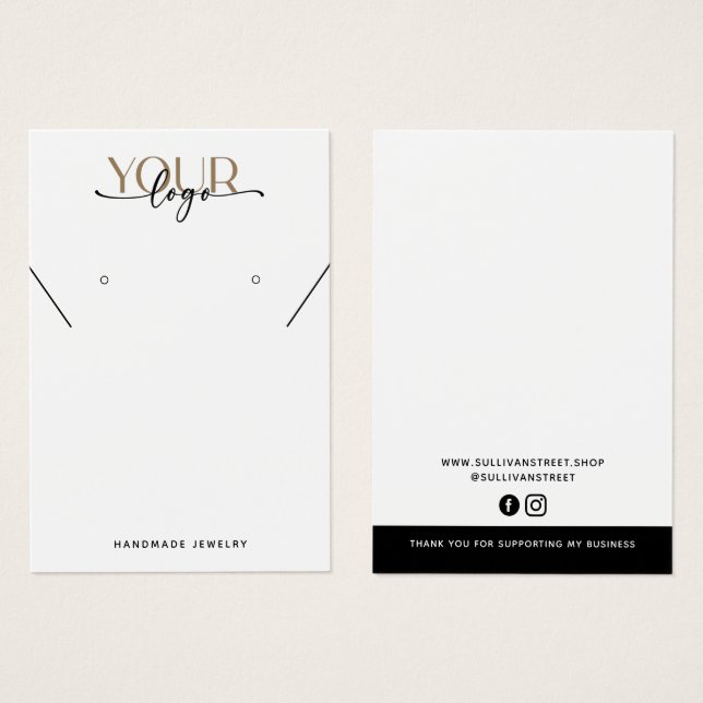 Add Your Logo Necklace Earrings Display Card (Front & Back)