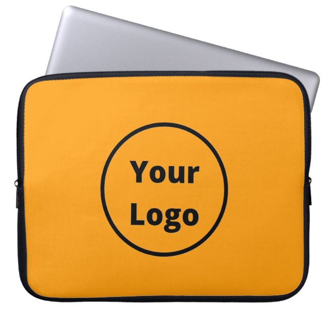 Add your logo orange laptop sleeve (Front)