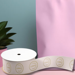 Add Your Logo Pattern Professional Light Blush Grosgrain Ribbon