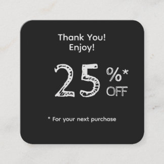 Add Your Logo Percentage Off Black Custom QR Code Discount Card