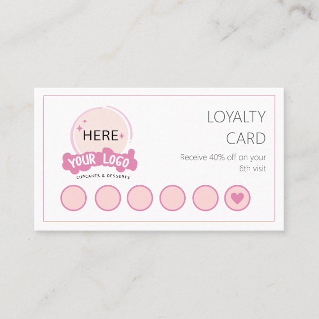 Add your logo Pink Bakery  Loyalty Card (Front)