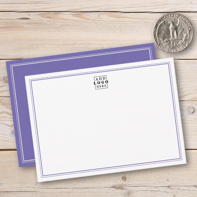 Add Your Logo Purple Double Border Business Card (Creator Uploaded)