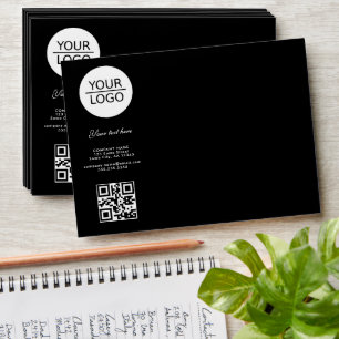 Add your Logo QR Code Custom Text Promotion Black  Envelope