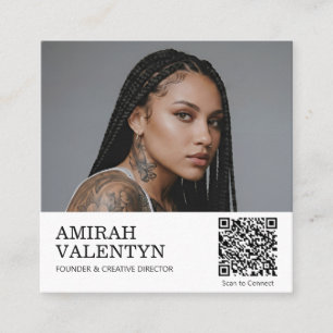 Add Your Logo QR Code Social Media Photo Square Business Card
