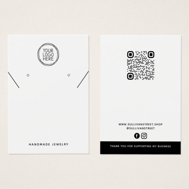 Add Your Logo QR Necklace Earrings Display Card (Front & Back)