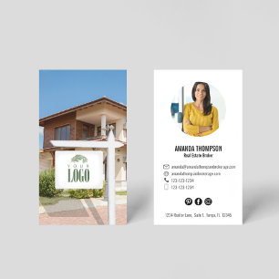 Add Your Logo Real Estate Agent Photo Business Card