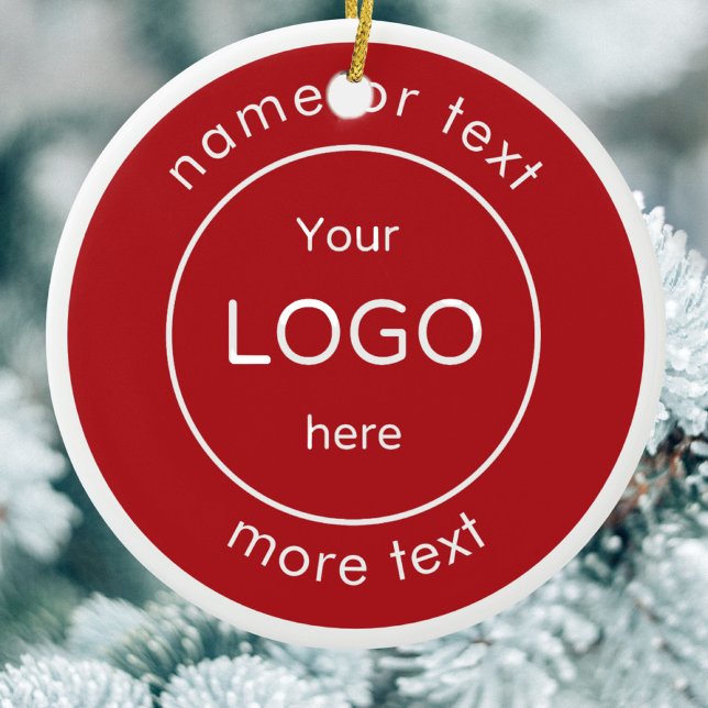 Add your logo red Business Christmas Ornament (Creator Uploaded)