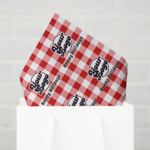 Add your logo Red Gingham Happy Christmas Packing Tissue Paper
