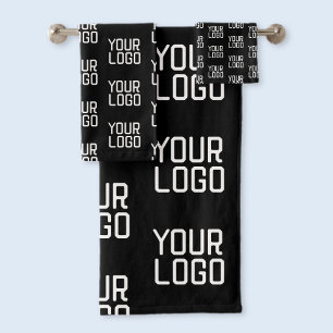 Add Your Logo Repeating Pattern Editable Template Bath Towel Set