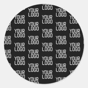 Add Your Logo Repeating Pattern Editable Template Classic Round Sticker