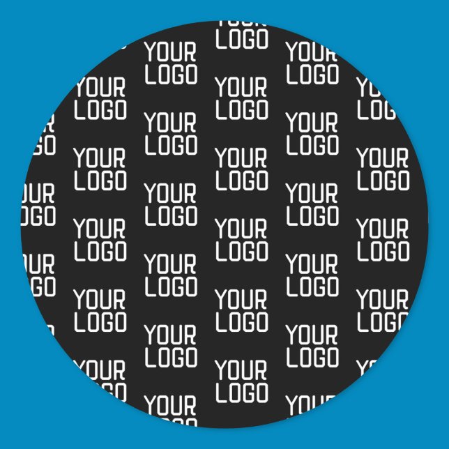 Add Your Logo Repeating Pattern Editable Template Classic Round Sticker (Creator Uploaded)