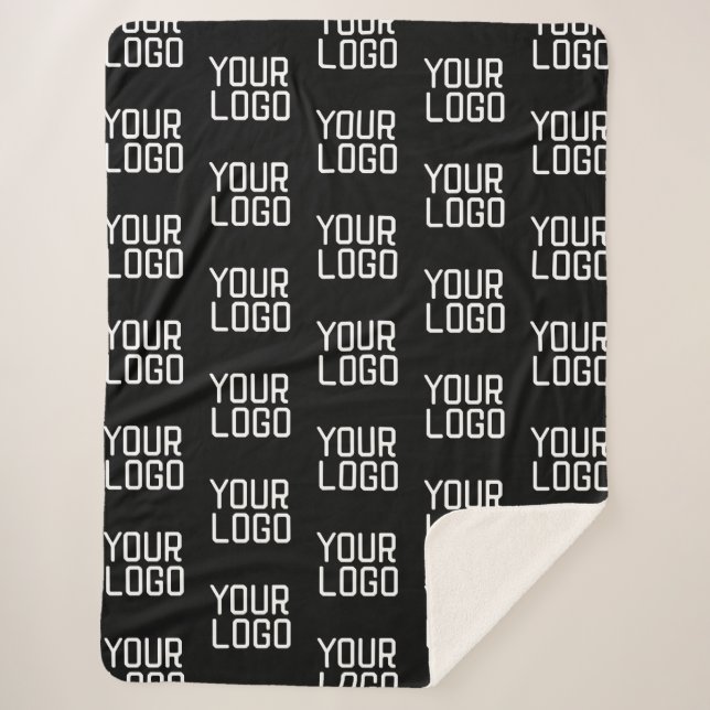Add Your Logo Repeating Pattern Editable Template Sherpa Blanket (Front)