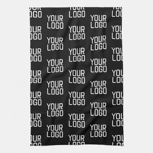 Add Your Logo Repeating Pattern Editable Template Tea Towel (Vertical)