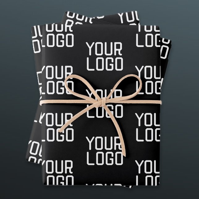 Add Your Logo Repeating Pattern Editable Template Wrapping Paper Sheet (Creator Uploaded)