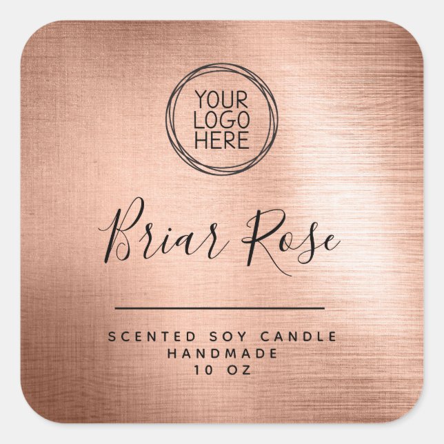 Add Your Logo Rose Gold Foil Candle Product Label (Front)