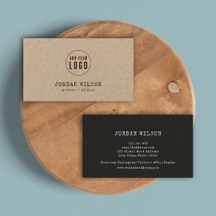 Add Your Logo Rustic Kraft Typewriter Dark Grey Business Card