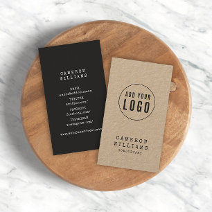 Add Your Logo Rustic Kraft Typewriter Social Media Business Card