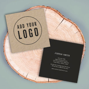 Add Your Logo Rustic Kraft Typewriter Social Media Square Business Card