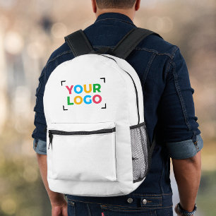 Add Your Logo Simple Branding White Printed Backpack