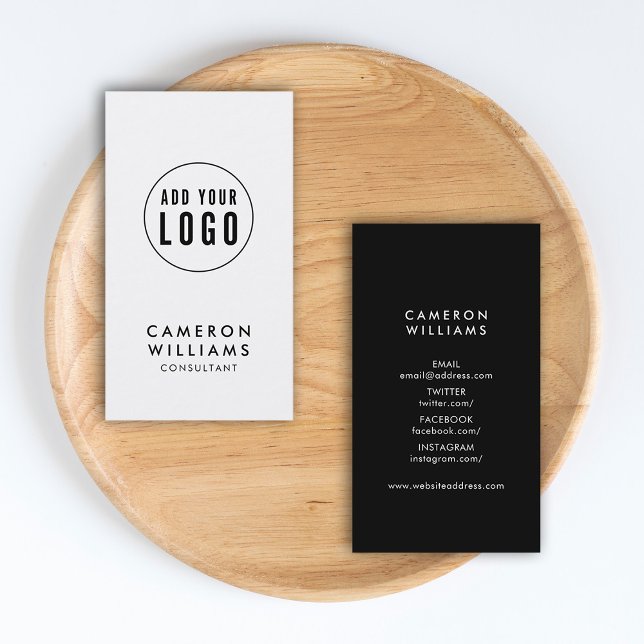 Add Your Logo Simple Editable Colour Social Media Business Card (Creator Uploaded)