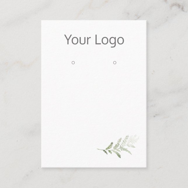 Add Your Logo Simple Fern Earring Display Card (Front)
