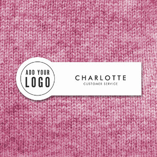Add Your Logo Simple Modern Black and White First Name Tag